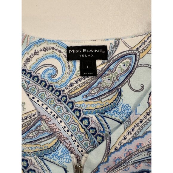 Miss Elaine Women's 3/4-Sleeve Paisley-Print Zipper Robe Size Large - Picture 6 of 9